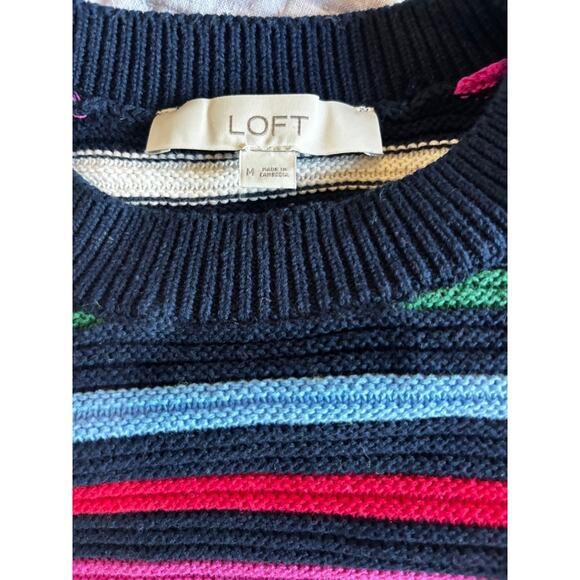 Set of 2 LOFT 100% Cotton Sweaters Size Medium Pink Stripes - Picture 8 of 8